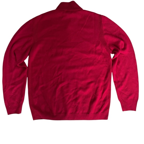 Faconnable Merino Wool Sweater 1/4 Quarter Zip Red Knit - Size Large - Picture 2 of 5